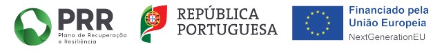 Logotipos do Plano de Recuperação e Resiliência, República de Portugal e Financiado pela União Europeia